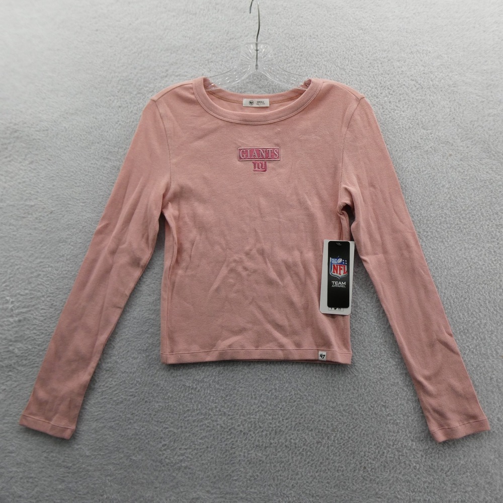 47 Brand Shirt Womens Small New York Giants Pink Ribbed Long Sleeve NFL Cotton